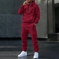 thumbnail image 2 of RUTAYY Men's Outfits Solid Color Hooded Jacket and Trousers with Pocket Drawstring Formal Business Daily Wear Classic Stylish Clothing Sets, 2 of 5