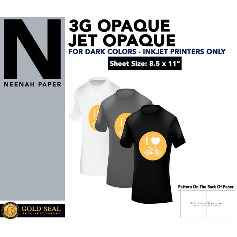 Inkjet Opaque Heat Transfer Paper - 3G Jet Opaque - 8.5 X 11, 50 Sheets