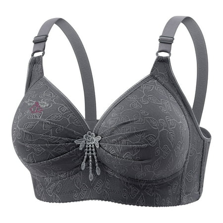 Atogsazn Womens Push Up Bra Breathable Wirefree Gathering Plus Size Lingerie Adjustable Strap Underwear D-Gray M on Clearance