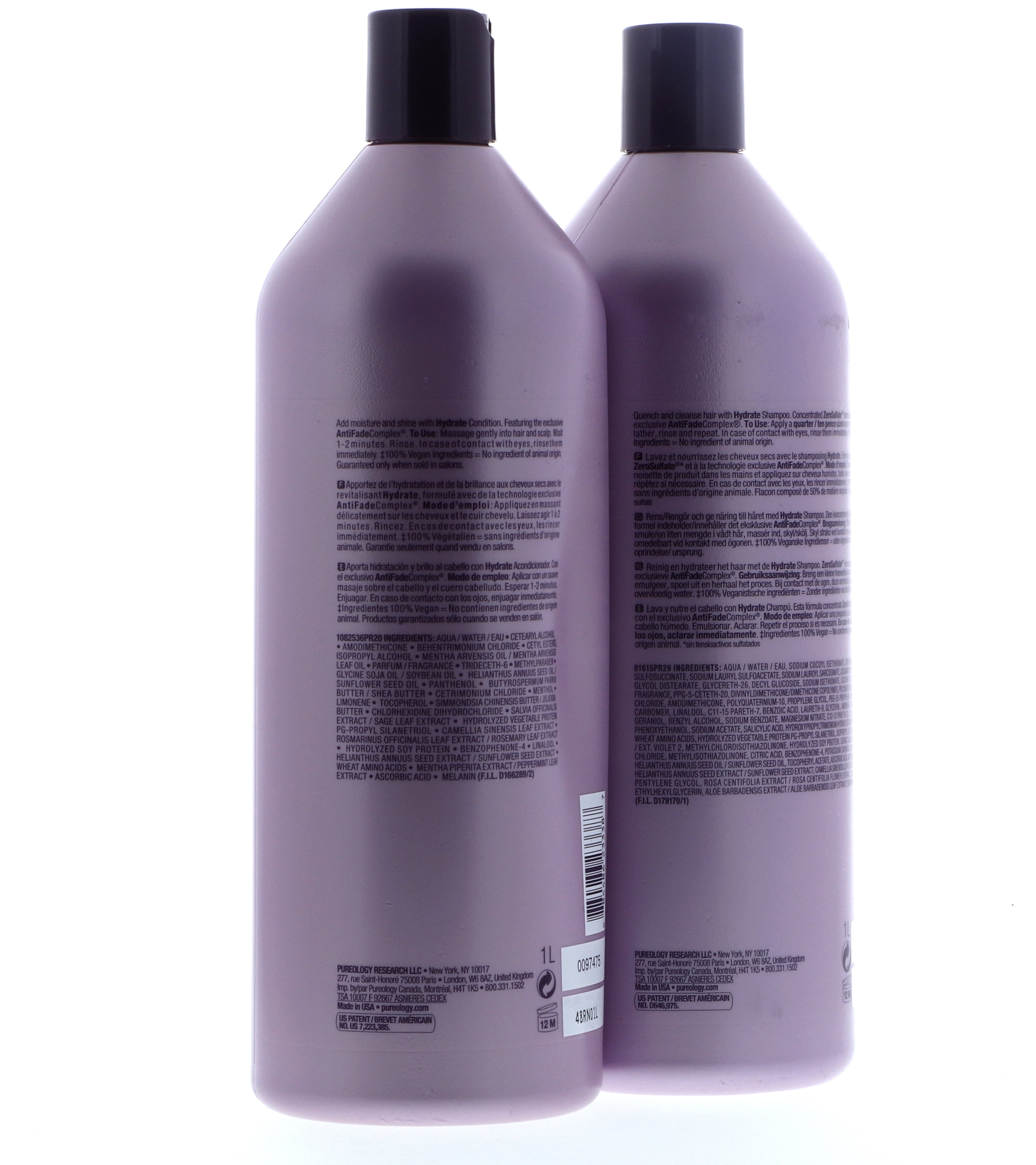 Pureology Hydrate Shampoo & Conditioner Liter Duo Set, 33.8 Oz