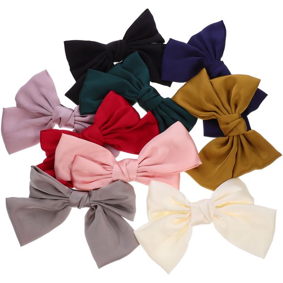 BRIGHTFUFU 9Pcs Large Hair Bow Clips with Zinc Alloy Material Assorted Colors for Fashionable Hairstyles