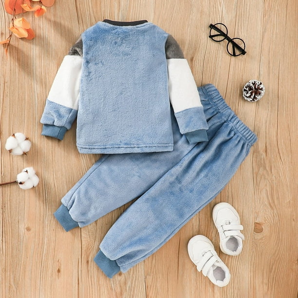 Conjunto De Ropa De Invierno Para Bebé Y Niño – Sudadera Y Pantalón De Jogger, 95% Algodón, Bloque De Color