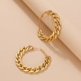 thumbnail image 2 of Geometric Earrings Oversized Plain Hoops Chunky Chain Detail, 2 of 5