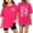 Pink, variant on VNKIDY Girls Kids Floral Print Graphic Tee Short Sleeve Crewneck Oversized T Shirt For Summer Daily Casual Wear Black 150