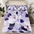 thumbnail image 2 of jejeloiu Country Floral Twin Sheet Sets,Rustic Botanical Leaf Twin Fitted Sheet,Purple White Flat Sheet For Girls,Microfiber Bedroom Decor,3-Piece, 2 of 7