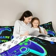 thumbnail image 5 of Manfei Cartoon Console Queen Comforter Set,Modern Video Game Bedding Sets,Green Blue Black Bedding Comforter Set For Boys Teens,Super Cozy Room Decor Reversible,3pcs, 5 of 8