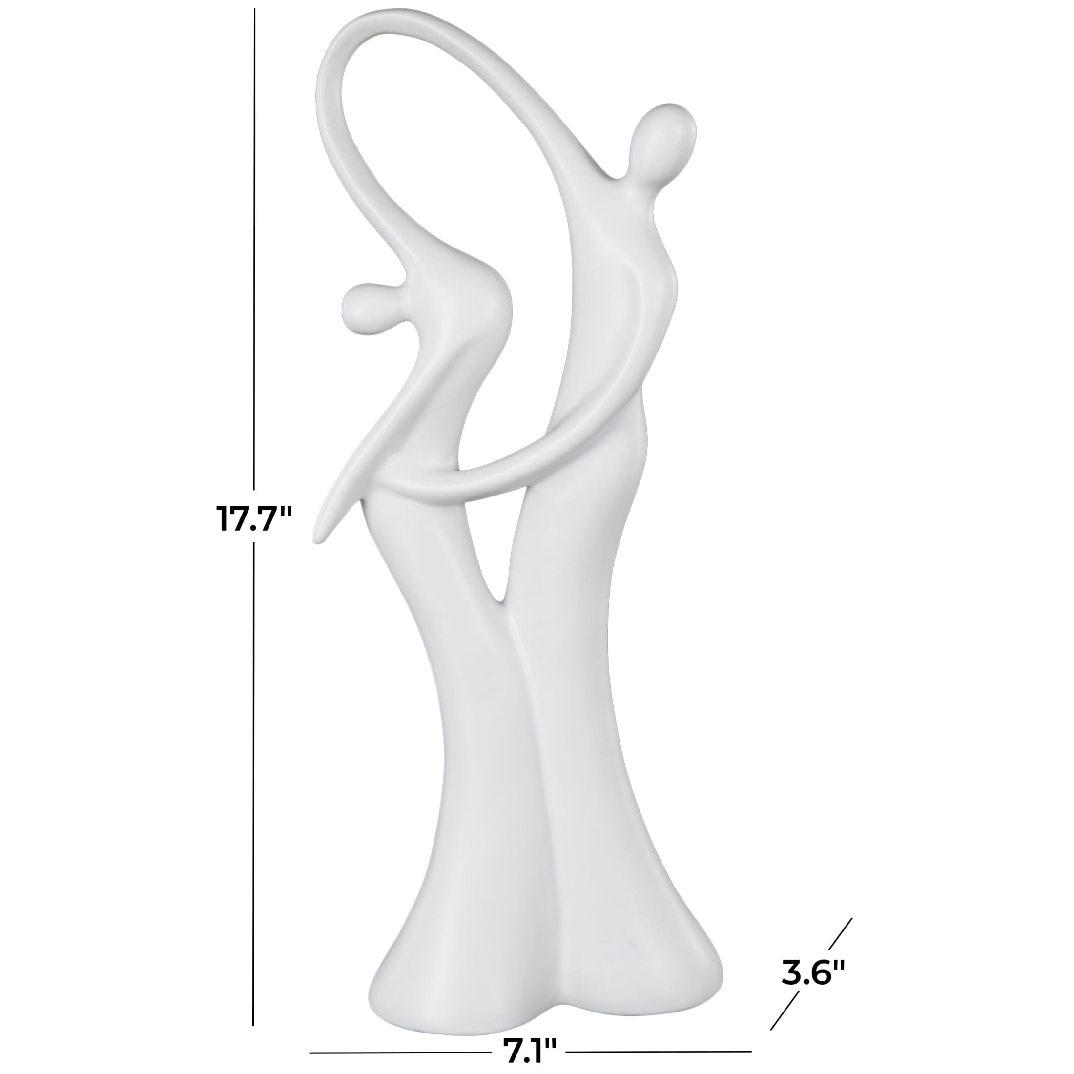 7" x 18" White Ceramic Dancing People Sculpture, by DecMode