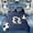 Navy D, variant on Feelyou Sport Soccer M Letter Queen Bedding for Boys, Blue Cartoon Football Theme Bedding Comforter Set Queen, Blue Reversible, 7 Pieces