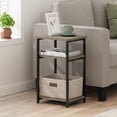 thumbnail image 2 of Furinno Just Side Table, 3-Tier Modern End Table with Metal Frame, Open Shelf Night Stand, Bedside Table, Easy Assembly, for Living Room, Bedroom, Grey Oak, 2 of 5