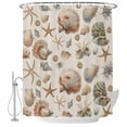 thumbnail image 2 of Seashell Coastal Waterproof Fabric Shower Curtain,Summer Beach Ocean Starfish Burlap Waterproof Fabric Shower Curtain for Bathroom Curtains Bathtubs Hotel Shower Curtains with 12 Hooks Stall 54x78in, 2 of 8