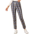 thumbnail image 1 of Pantalones De Tobillo A Cuadros Allegra K Casual Con Botones Azul S, 1 of 5