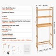 thumbnail image 6 of KFFKFF Above Toilet Organizer, 3-Level Bamboo Shelf with Adjustable Heights, Includes 3 Hooks, Freestanding Assembly for Bathroom and Laundry, Universally Compatible, 6 of 9