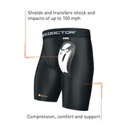 Shock Doctor, Compression Athletic Shorts with Protective Cup, Youth, White