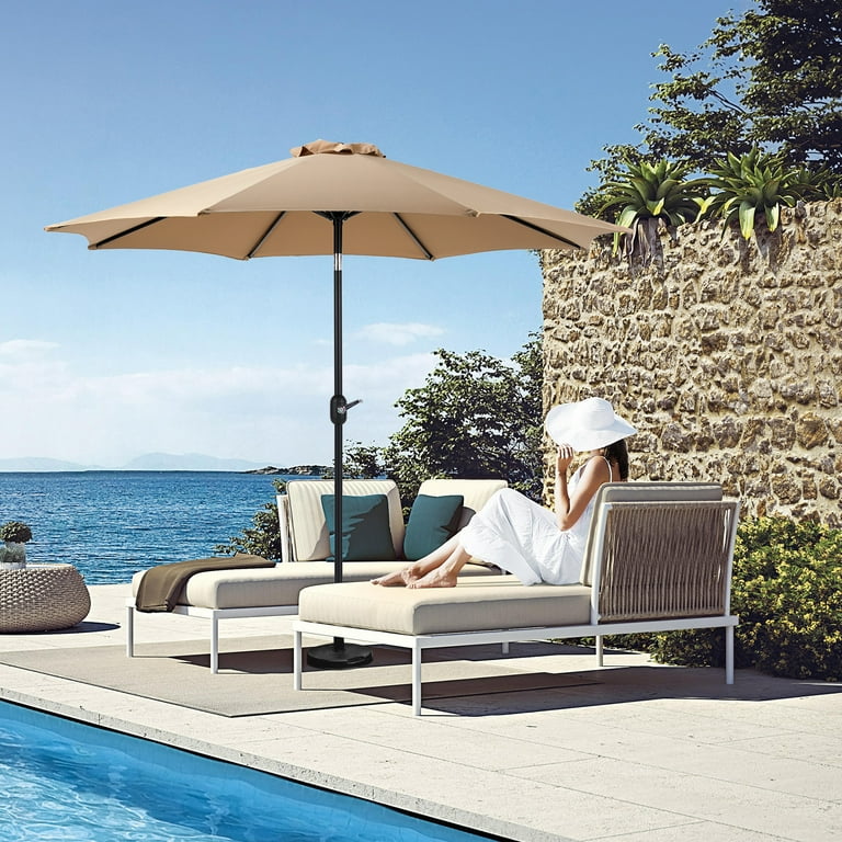 100 uv protected patio umbrella EliteShade USA 10-Year-Non-Fading 9Ft Market Umbrella, UPF 50+ Protection Performance Sun Umbrella, Heavy Duty Commercial Grade Outdoor Table with Crank & Tilt, Windproof Vented Top for Garden providing ample shade for dining tables JOINSUN Outdoor Patio Umbrella with