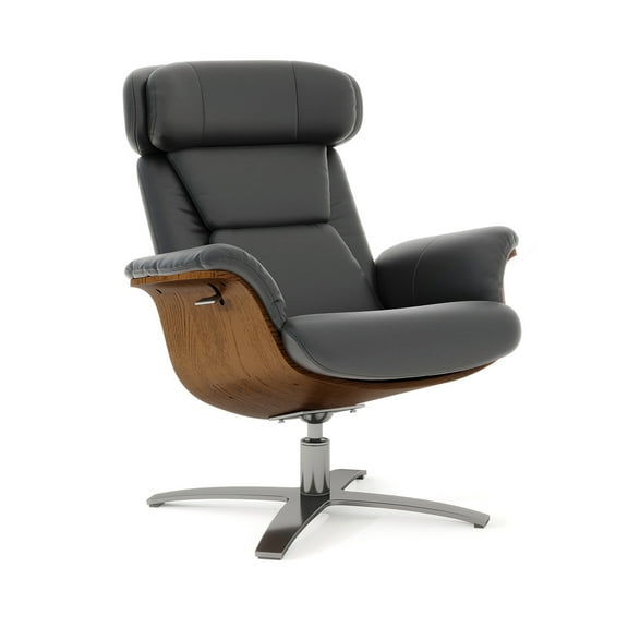 Jennifer Taylor Home Jovan 31.5" Mid-Century Modern Genuine Leather Recliner Lounge Chair, Shadow Gray Leather