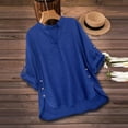 thumbnail image 5 of Endives Womens Linen Shirts 3/4 Length Sleeve Womens Shirt Blouses Spring Tops 2026 Beach Vacation Summer Blue, 5 of 7