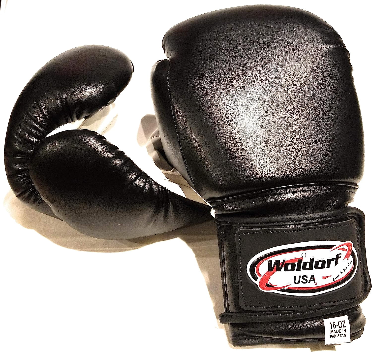 Woldorf Boxing Gloves in Leather Black 8oz Grappling Gloves, Kickboxing, Fighting Gloves, Muay Thai Training Gloves, Heavy Bag Gloves for Speed Punching