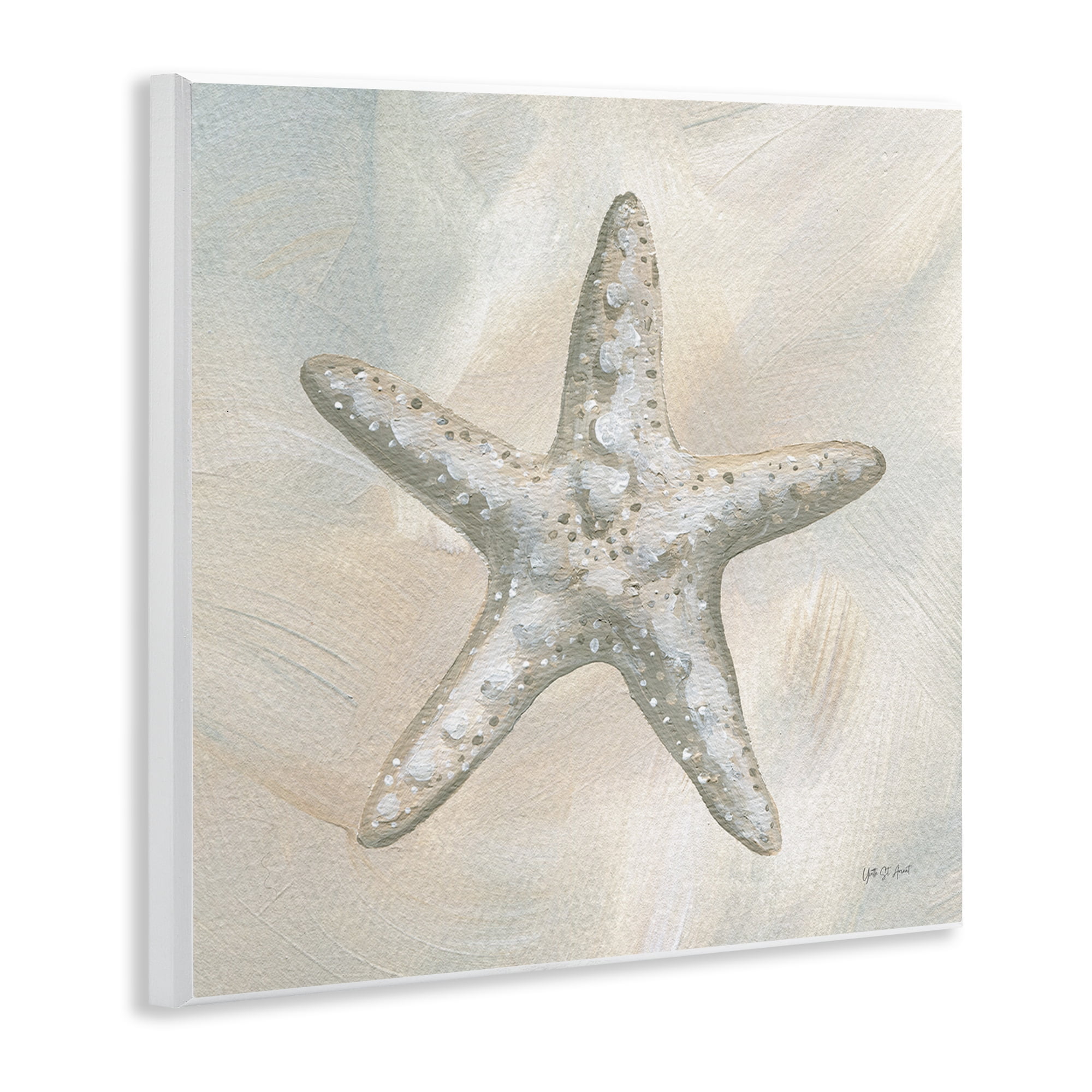 Stupell Industries Simple Beige Starfish Coastal Painting Unframed Art Print Wall Art, 12 x 12