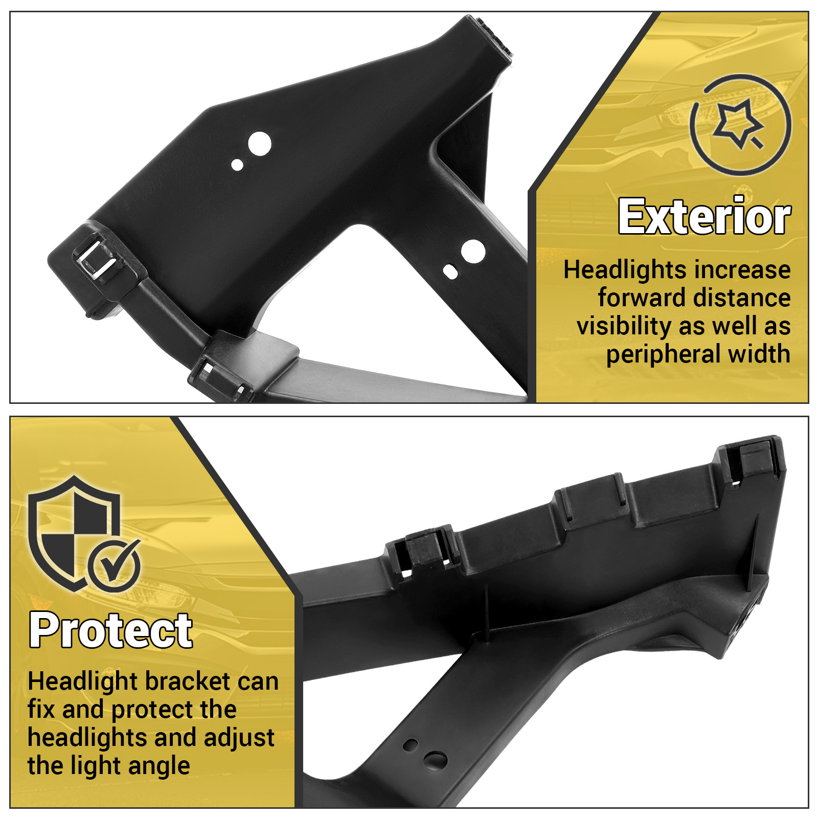Automober Headlight Bracket Set For Honda Civic Sedan 2016-2021 – Front Bumper Retainers (4 Pieces)