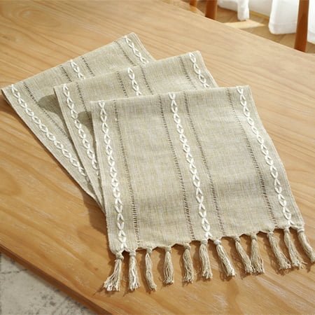 

OROMYO Table Runner with Hand-Tassels Vintage Woven Dresser Scarf Farmhouse Rustic Table Cover Polyester Rectangular Dresser Decor for Wedding Party Home Restaurant Table