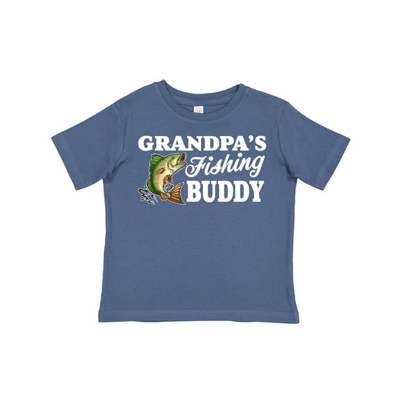 Inktastic Grandpa's Fishing Buddy with White Text Boys Toddler T-Shirt