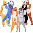 thumbnail image 2 of Pijamas de una pieza unisex para adultos, disfraz de tigre, oso, gato, animal, disfraz de Halloween, Navidad, ropa de dormir, monos de rana y Panda, 2 of 4