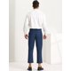 thumbnail image 5 of Pantalones de vestir recortados pahombre Pantalones lisos al tobillo con frente plano Azul marino 32, 5 of 6