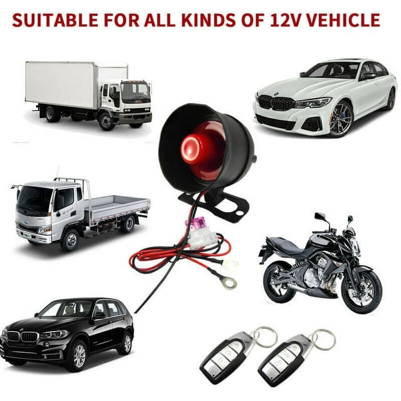 Universal 12V Auto Car Alarm Keyless Entry System with Remote Control Siren Sensor