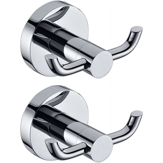 2 ganchos de acero inoxidable para colgar toallas, de latón cromado, para puerta de baño, para colgar en la pared, para sombreros y ropa