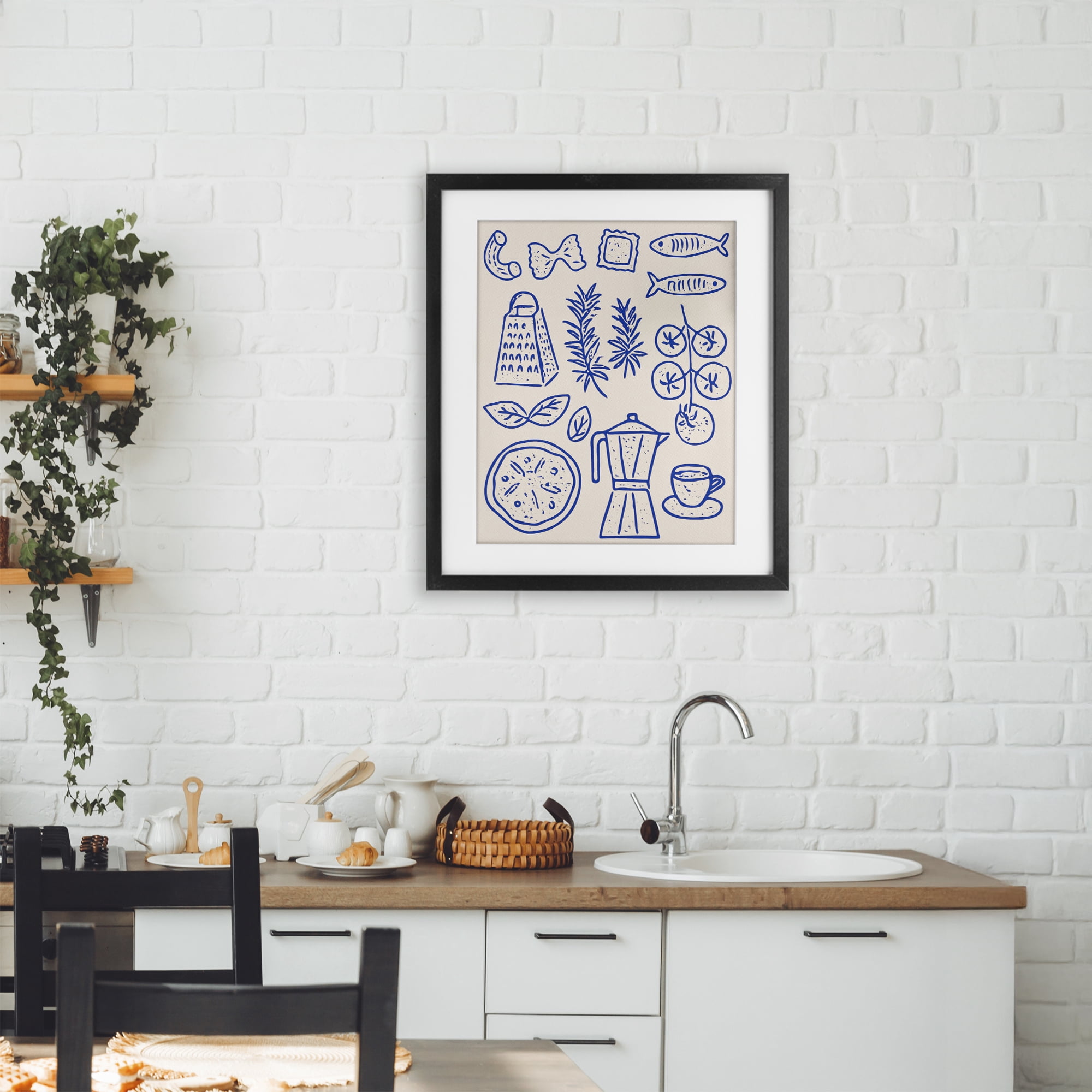 Stupell Industries Pasta & Espresso Simplicity Black Framed Print Under Glass, design by Camila Juncos