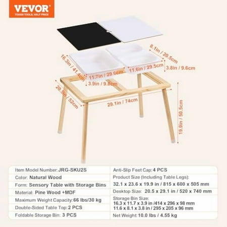 Sensory Table for Toddlers, Kids Activity Table with 3 Foldable Storage Bins & Double-Sided Board, Indoor/Outdoor Play Sand and Water Table, Wooden Kids Sensory Table for Drawing Studying Dining