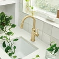 thumbnail image 3 of Empressa Single Handle Gooseneck Bar Faucet with Pull-Down Sprayer, Satin Gold, 3 of 4