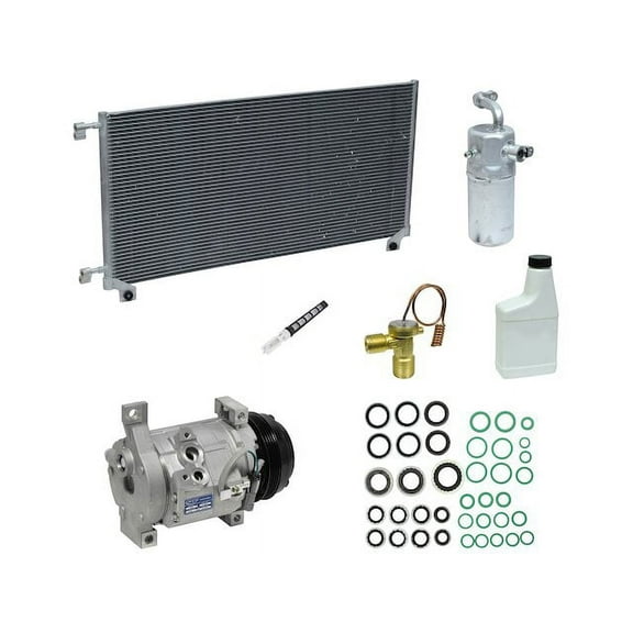 A/C Compressor Kit with Condenser - with 13mm Tube Diameter and Fixed Orifice - Compatible with 2000 - 2001, 2003 - 2006 GMC Yukon (with Rear AC) 2002 2004 2005