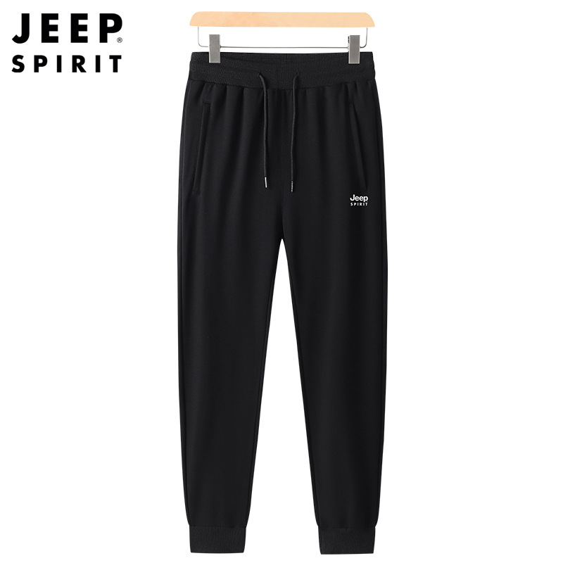 ◎JEEP◎ SPIRIT Jogger Pants MWHITE JN5TSF983MW JEEP SPIRIT New Men's Stretch Knitted Sweatpants Lace-up