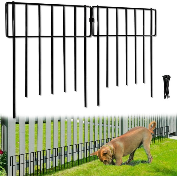 Animal Barrier Fence, 26 Pack No Dig Fence Decorative Fences, 17in(H) x10ft(L) Rustproof Metal Wire Small Garden Fence Border for Dogs Rabbits (26 Pack,28Ft)