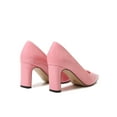 thumbnail image 5 of Crocowalk Womens Lightweight Comfort Pointed Toe Heeled Pump Casual Fashion Non-slip Block Pumps Pink 5, 5 of 8