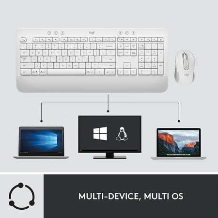 Logitech - Signature MK650 Combo for Business Full-size Wireless Keyboard and Mouse Bundle with Secure Logi Bolt Receiver - Off-White