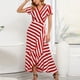 thumbnail image 1 of Vestido Largo Con Vuelo Vestidos casuales para mujer Vestido elegante con estampado de rayas, delgado y grande (Rojo XL) Cgtredaw Para estrenar, 1 of 1