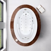 WaterTech Acrylic 60 in. x 42 in. EOW Drop-In Whirlpool and Air Bath Combination Tub - Bone