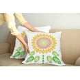 thumbnail image 2 of Ambesonne White Throw Pillow Cover 2 Pack, Sunflower Mandala Design, 24", Yellow White and Green, 2 of 5