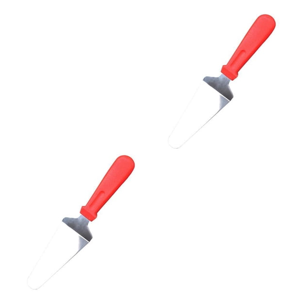 Cateissary Servidor de pastel de acero inoxidable Pizza Pie Pala Espátula Cortador Raspador Cuchillo de corte Rojo 2piezas