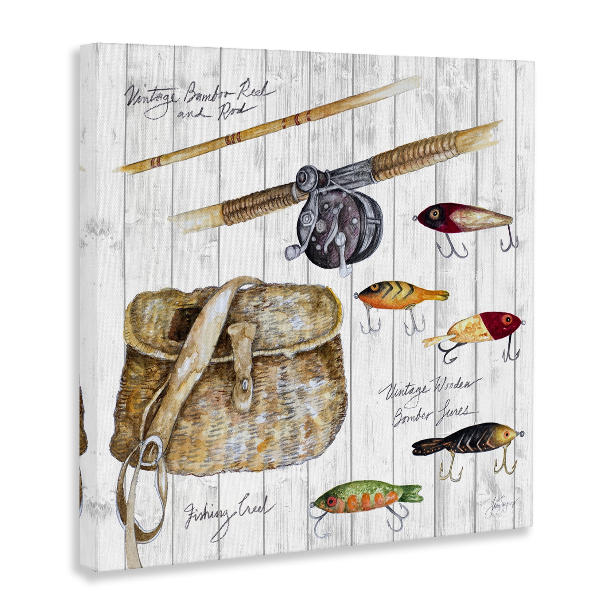 Stupell Industries Fishing Tackle Box Nautical & Beach Painting Wrapped Canvas Art Print Wall Art, 36 x 36