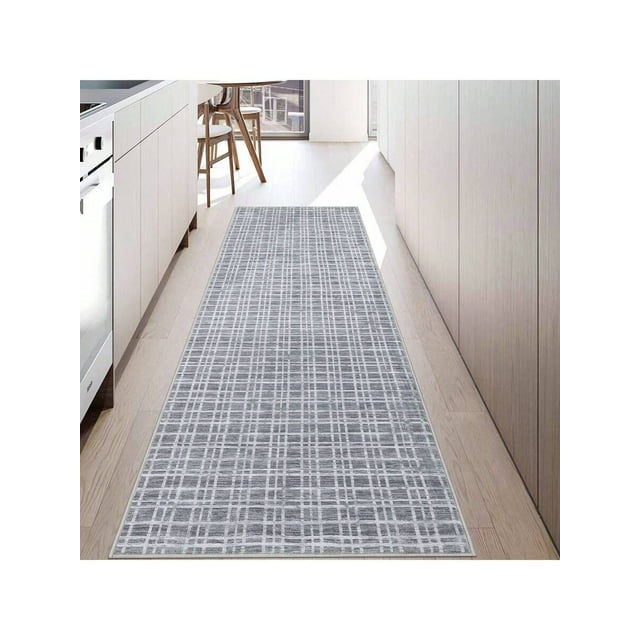 Modern Plaid Area Rug, 2*3ft/2*6ft/3*5ft/4*6ft/5*7ft/6*9ft/8*10ft/9*12ft/10*13ft Washable Rug Indoor Contemporary Non Slip Rug Soft Comfy Non-Shedding Floor Carpet Low Pile Foldable Thin Rug