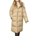 thumbnail image 4 of iOPQO Long Puffer Coat Long Coats for Women Winter Parka for Women Womens Winter Clothes Puffer Jacket Womens Hooded Womens Full Zip Jacket Zip Jacket Women Khaki M, 4 of 8