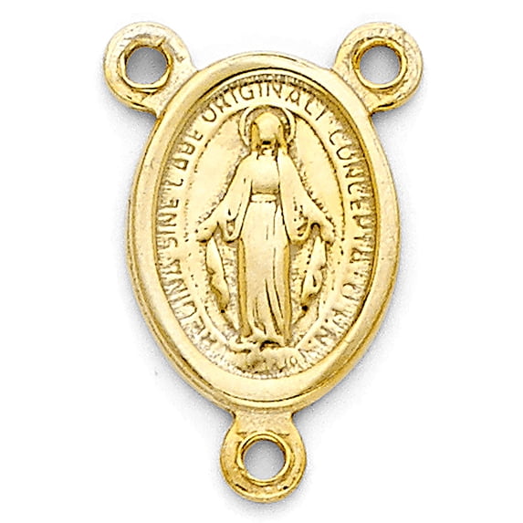 FB Jewels 14K Yellow Gold Milagrosa Medal For Rosario Pendant 15mm X 10mm