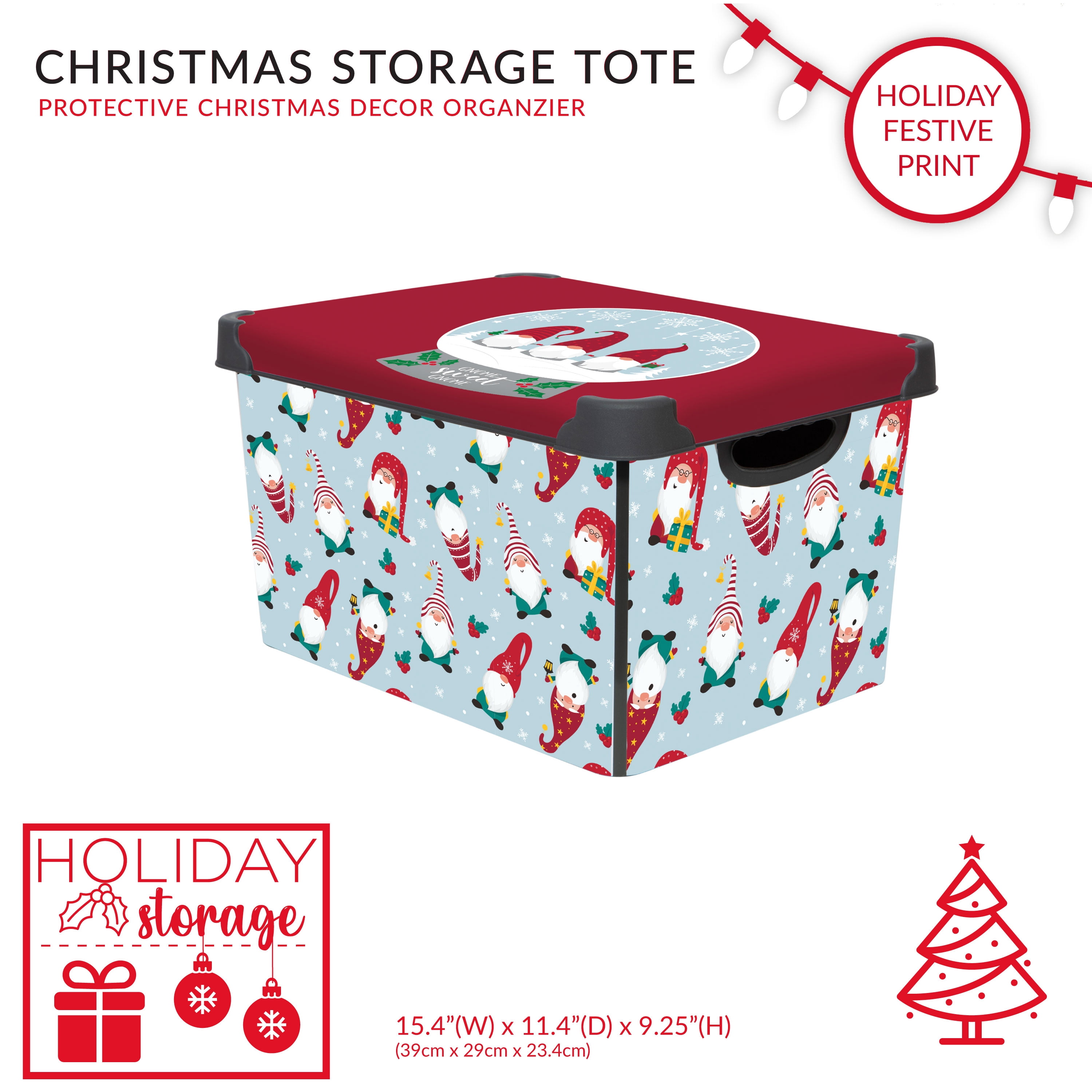 Simplify 7.48 Gallon Gnome Design Plastic Storage Basket Bin