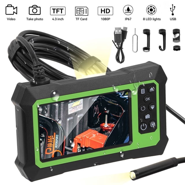 Endoscopio digital 1080P HD con pantalla LCD de 4,3" y cámara de inspección industrial con boroscopio