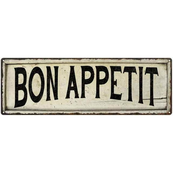 BON APPETIT Farmhouse Style Wood Look Sign Gift 8x24 Metal Decor 108240028100