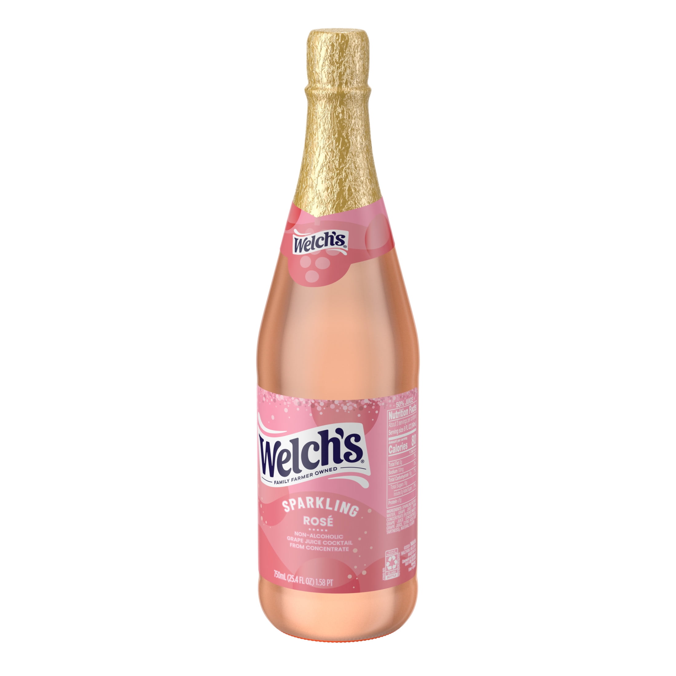 (12 pack) Welch's Non-Alcoholic Sparkling Rosé Grape Juice Cocktail, 25.4 fl oz Bottle
