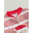 thumbnail image 5 of Wassery Baby Girls Christmas Clothes Infant Girls Footies Onesie Long Sleeve Stripe Santa Claus Print Jumpsuits Toddler Fall Romper Bodysuits with Headband 0-12 Months, 5 of 8